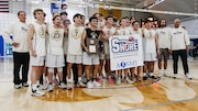 Southern poses for a team photo after winning the Shore Conference Tournament boys volleyball final between Southern and Marlboro at Georgian Court University in Lakewood, NJ on 5/22/25.