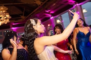 Students from Hillside High School celebrate their prom at Liberty House in Jersey City, NJ on Thursday, May 22, 2025.