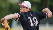 Gavin Hallihan (19) of Ridgewood pitches during the baseball game between Don Bosco Prep and Ridgewood at Don Bosco Prep High School in Ramsey, NJ on 5/2/25.