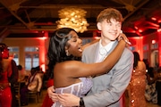 Students from Hillside High School celebrate their prom at Liberty House in Jersey City, NJ on Thursday, May 22, 2025.