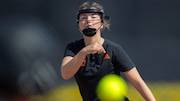 Gianna Gomez (7) of Barnegat pitches against Lacey at Barnegat High School in Barnegat, N.J. on Tuesday, April 22, 2025.