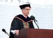 President Christopher Eisgruber speaks during Princeton University's 278th Commencement, for the Class of 2025 in Princeton, NJ on Tuesday, May 27, 2025