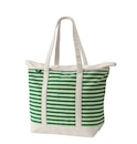 Lands' End Zip Top Long Handle Canvas Tote Bag in Vibrant Clover/Natural Stripe