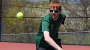 Zach Moore, North Hunterdon during the Hunterdon/Warren/Sussex Tournament finals boys tennis matches at Hunterdon Central in Flemington, NJ, on Thursday, April 17, 2025.