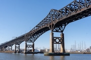 A section of the Pulaski Skyway spanning over the Passaic River seen from Duncan Ave in Jersey City on Saturday, February 18, 2023. Pulaski Skyway crosses between Newark and Jersey City and spans the Passaic and Hackensack river.
